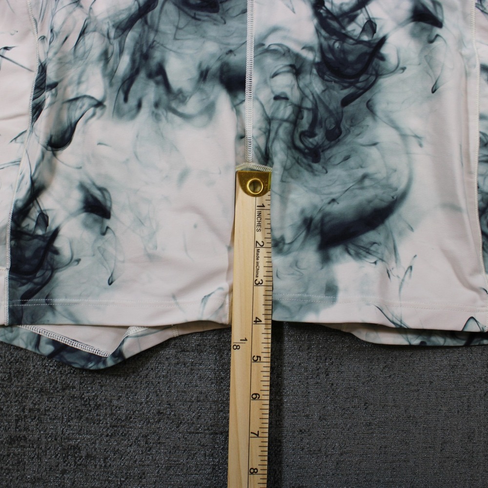 CALIA Womens White Black Smoke Marble Print Bike Shorts High Rise Pockets Large - Picture 8 of 9